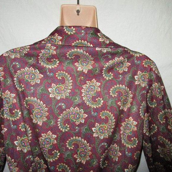 Vintage 70s M Paisley Pinstripe Secretary Dress - Picture 7 of 8